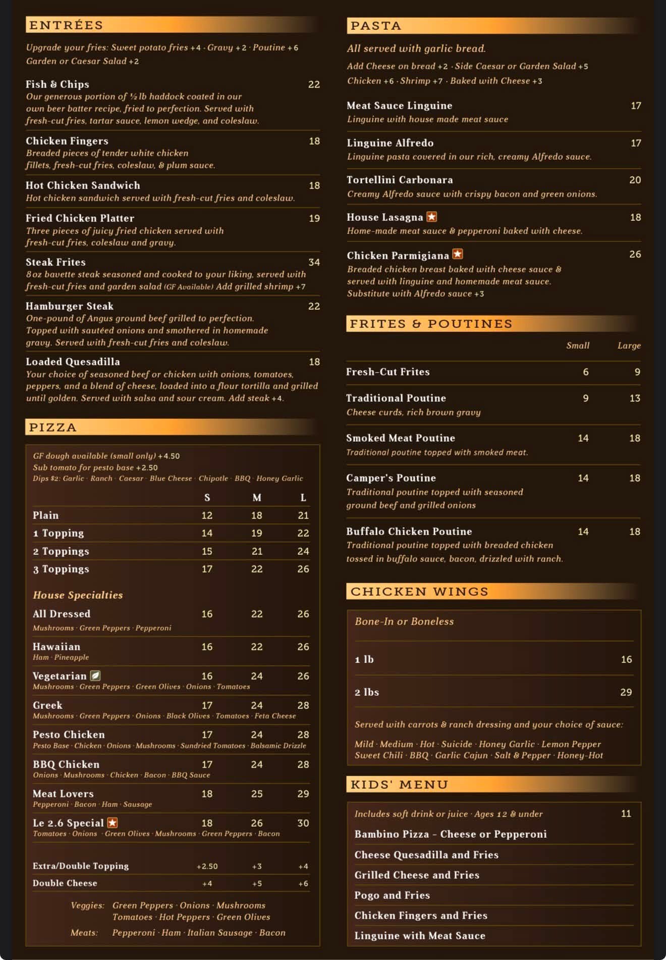 LE 2.6 Pub menu — page 2 of 2